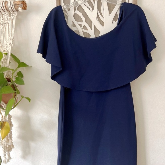 Women’s Navy Blue Off the Shoulder Dress Size XL - Picture 5 of 13